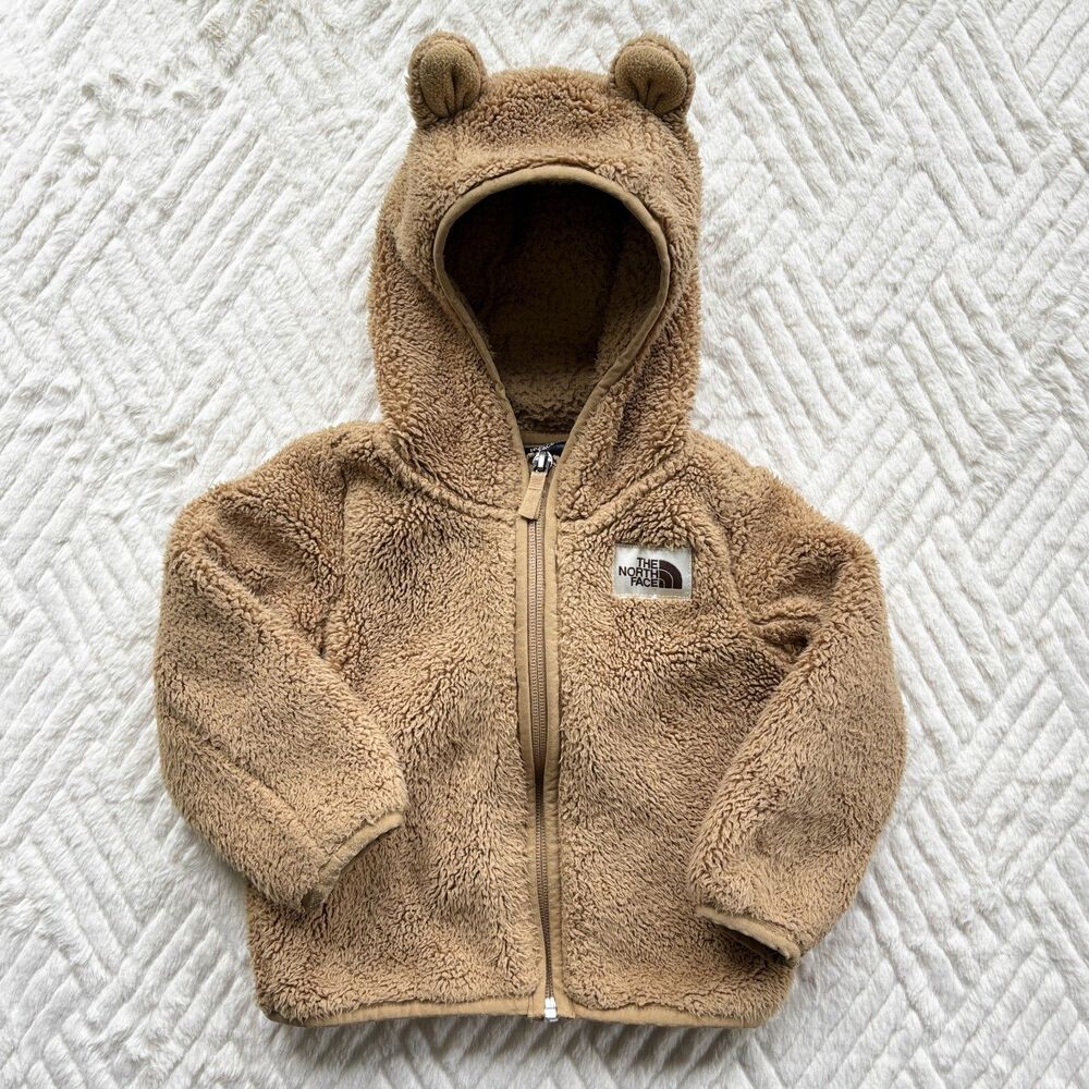 The North Face Infant 12-18M Brown Bear Ear Sherpa Fleece Hoodie Jacket Cozy